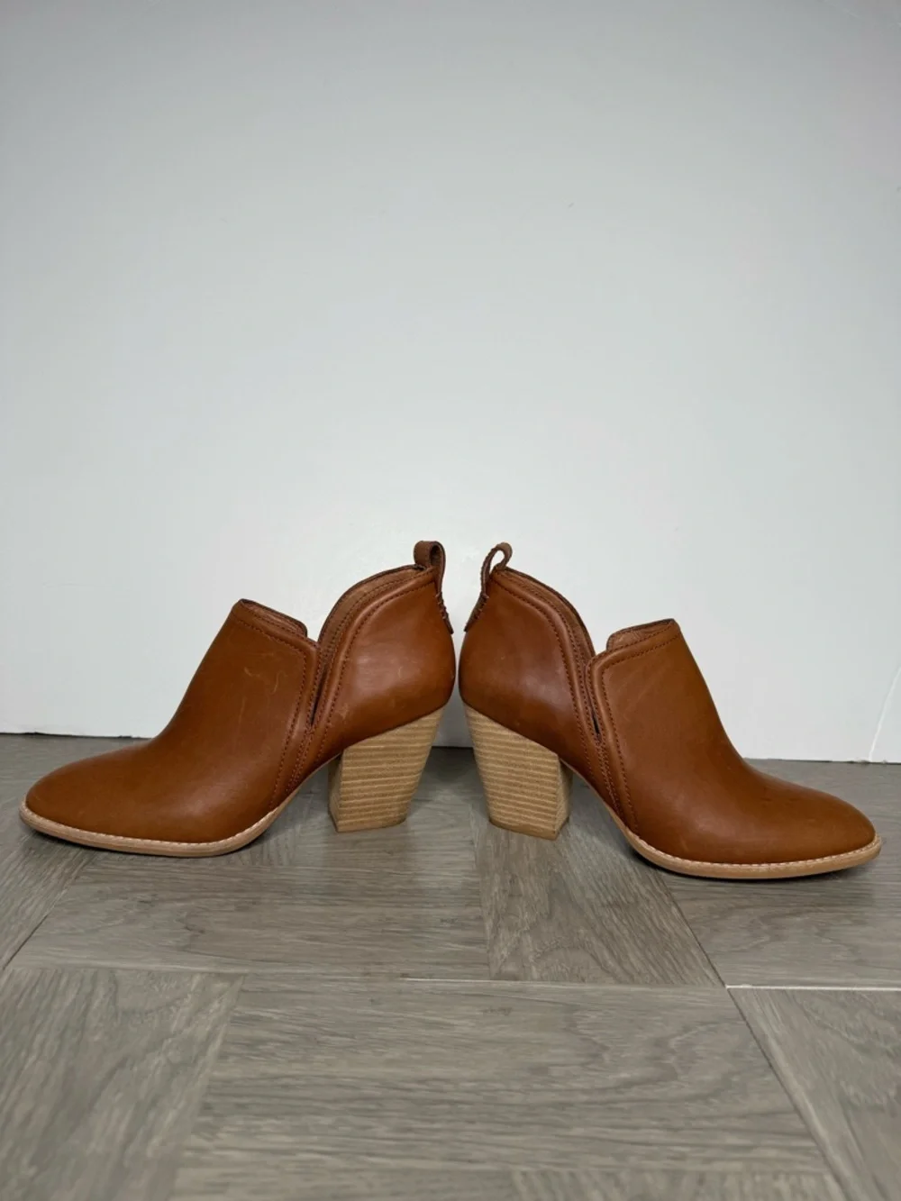 Jeffrey Campbell Rosalee Brown Leather Heeled Bootie 8 1/2